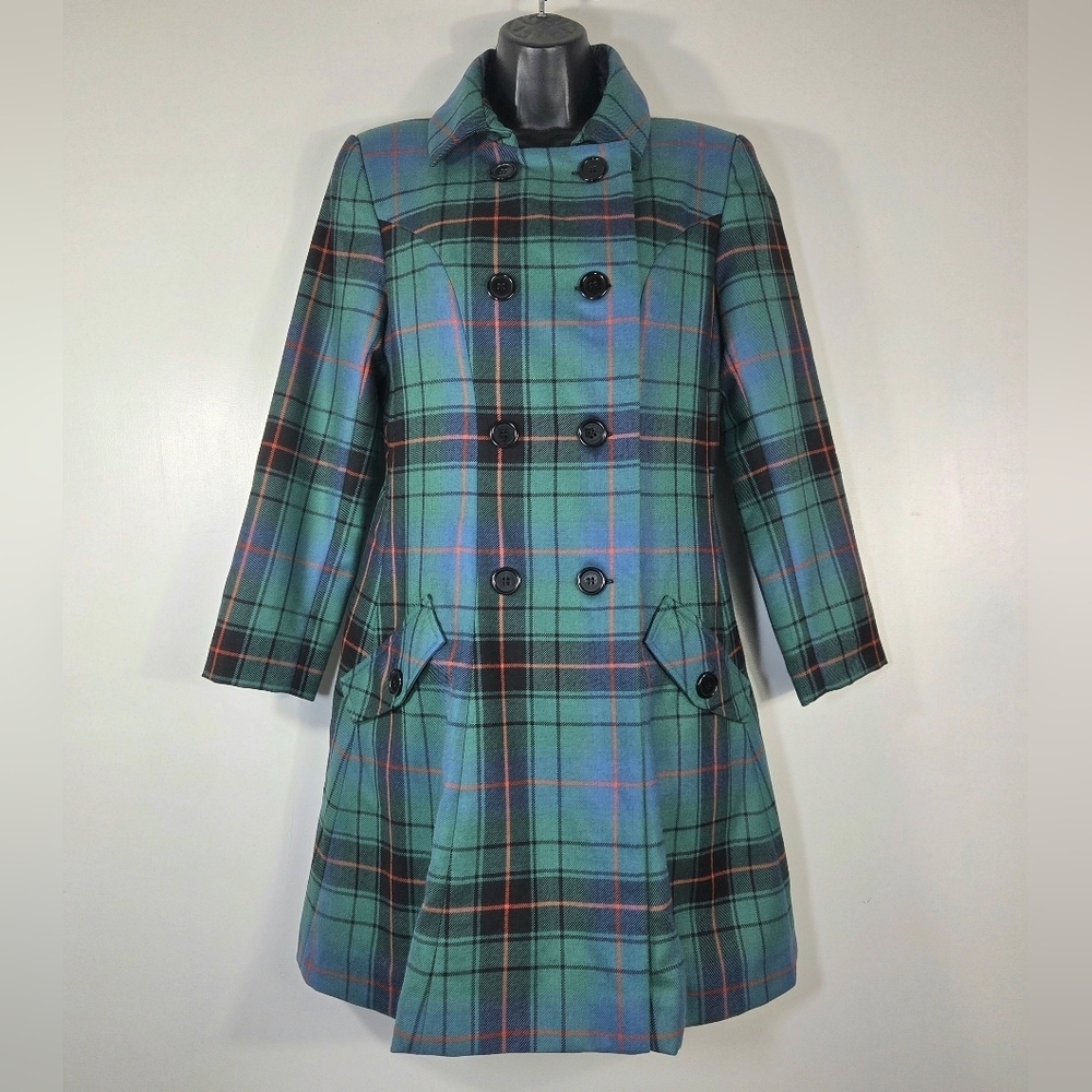 RARE SCOTLANDSHOP THE KATE COAT 100% PURE NEW WOOL TARTAN COAT JACKET.